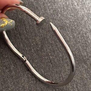 Juste En Clou Nail Silver Stainless Steel Waterproof Minimalist Bracelet